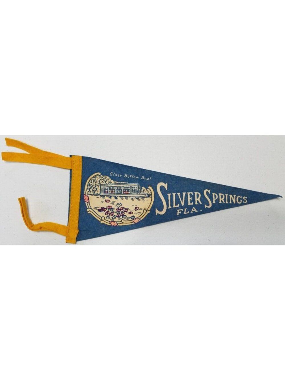 Vintage Felt Pennant Silver Springs FLA. Glass Bottom Boat Souvenir Collectible